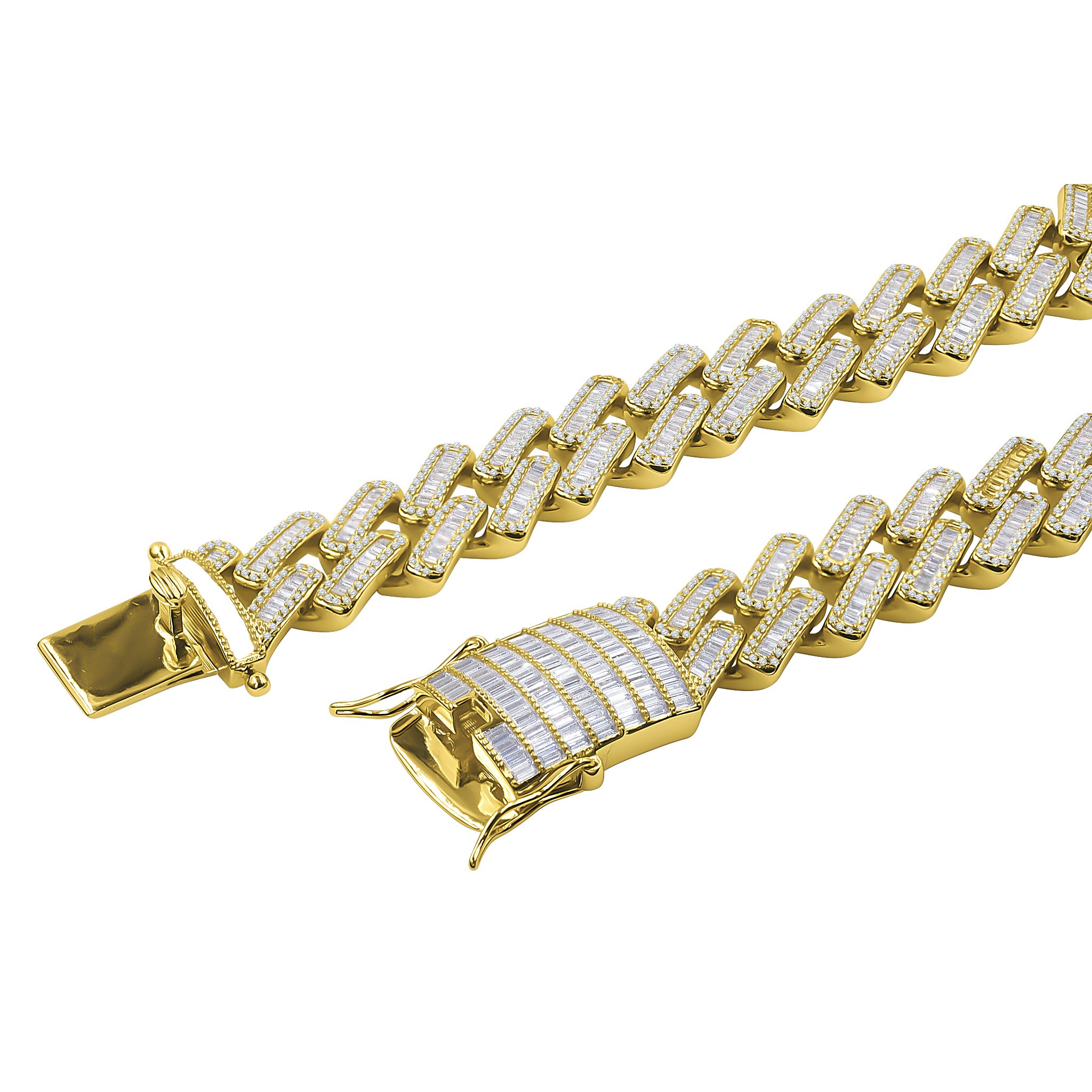 TOTEM Miami Cuban Chain featuring AAA cubic zirconia stones, brass metal, and a hand-set prong design, showcasing its elegance and craftsmanship.